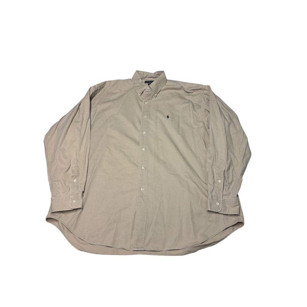Polo Ralph Lauren Blaire Shirt Mens XL Khaki Tan Cotton Twill Button Down L/S